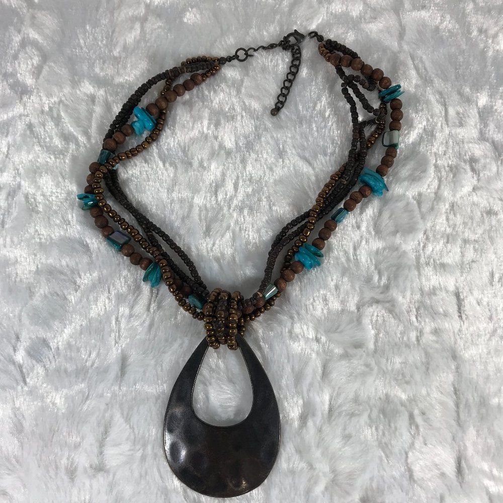 Tribal Inspired Multi strand beads Hammered Metal - Picture 10 of 10